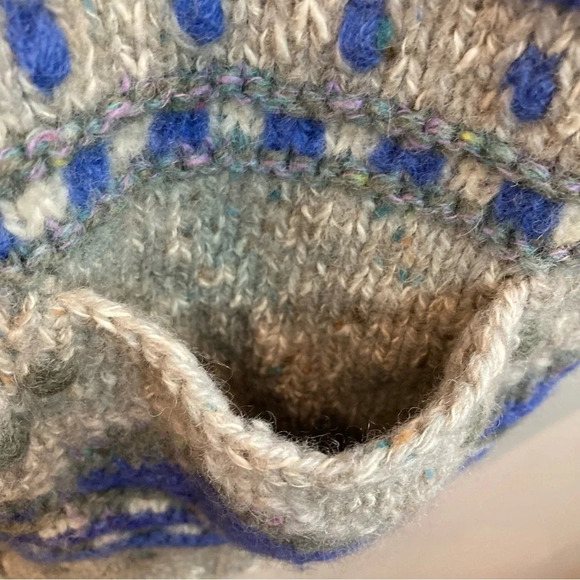 SEGRETS SUN PRINTS Sz L Wool Cotton Blend Hand Knitted Drop Shoulder Cardigan - Picture 4 of 13